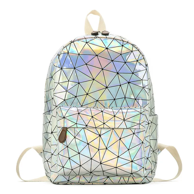 

Women HOT Hologram Backpack PU Leather Laser Daypacks Teenager Girls And Boys School Bag Pack Male Holographic Mochila