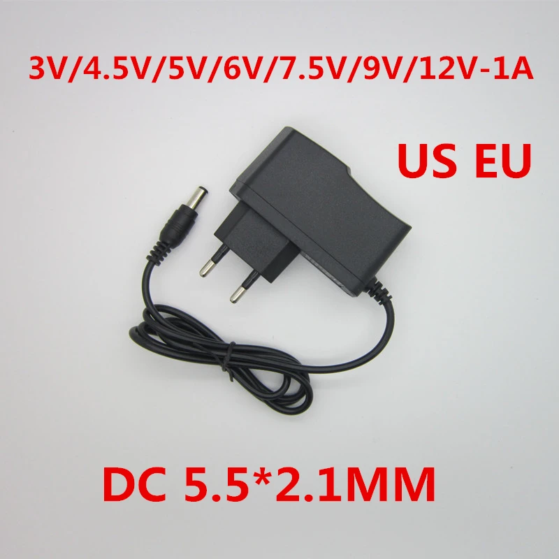 100PCS AC DC 3V 4.5V 5V 6V 7.5V 9V 12V 1A Charger Power Supply EU US Plug 100-240V Converter Adapter for led strip | Обустройство