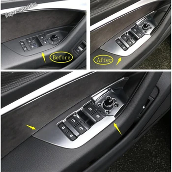 

Lapetus Inner Door Armrest Window Lift Button Cover Trim Accessories Interior Fit For Audi A6 C8 2019 2020 Carbon Fiber ABS