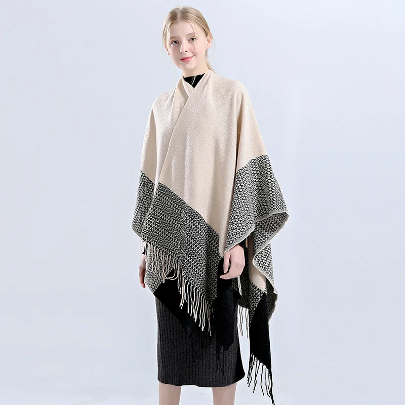 Top Brand Women's Luxury Winter Poncho Blanket Thick Warm Scarf Shawl
