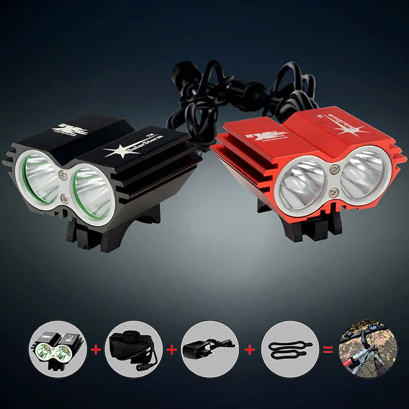 

Waterproof 5000 Lumen 2x LED Cycling Bicycle Bike Light Lamp HeadLight Headlamp +6400mAh Battery Pack +Charger