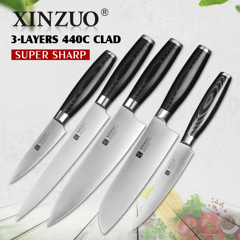 XINZUO 5PCS Kitchen Knife Set Hot Paring Utility Cleaver Chef Knife 3
