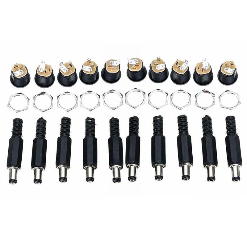 

20Pcs/Set 12V 3A Plastic Male Plugs+Female Socket Panel Mount Jack DC Power Connector Electrical Supplies