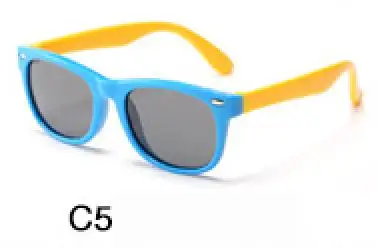От 3 до 12 лет очки детские квадратная силиконовая форма рамки риса дизайн ногтей Модные поляризованные солнцезащитные очки для мальчиков и девочек, UV400 в 23 цветах - Цвет линз: 5