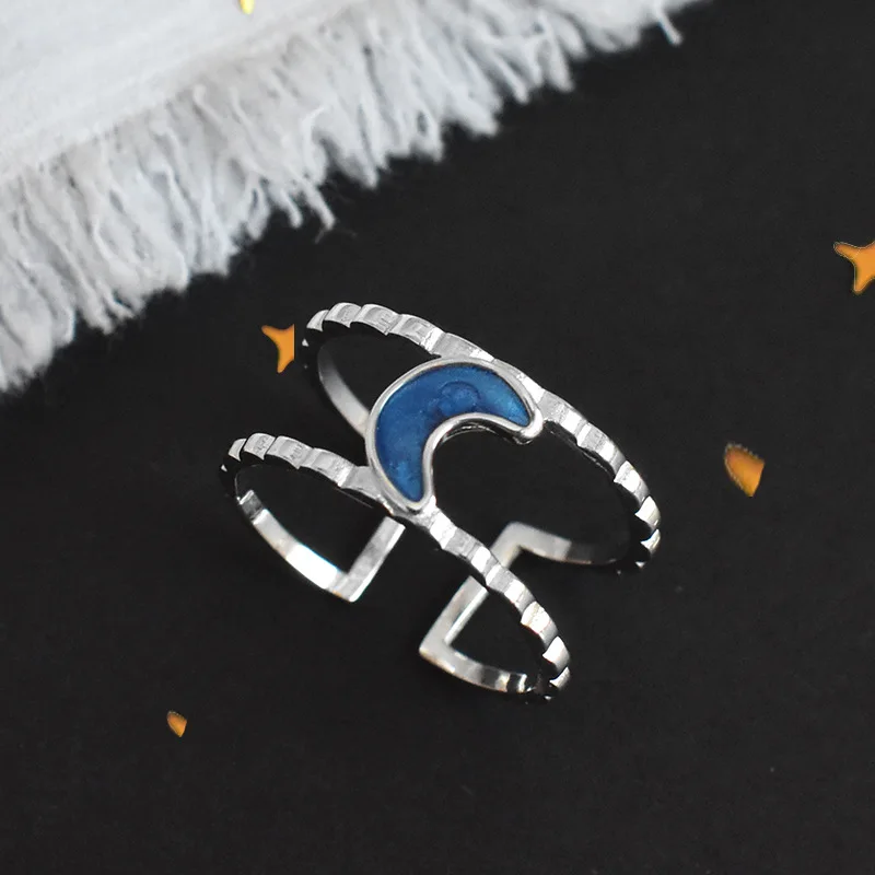 

Miraculous Moon Fairy Tale Rings for Women 925 Silver Finger Double Layer Ring Jewelry Personality Accessories