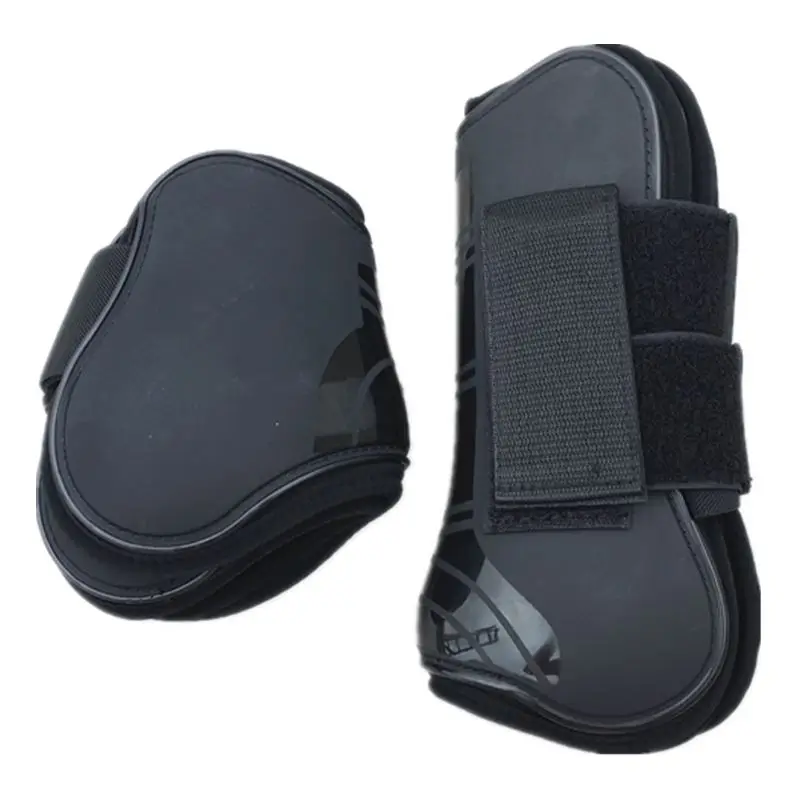 Конские сапоги для поврежденного сухожилия полиуретановая оболочка Неопреновая подкладка прыжки защитные сапоги - Цвет: black fornt boots