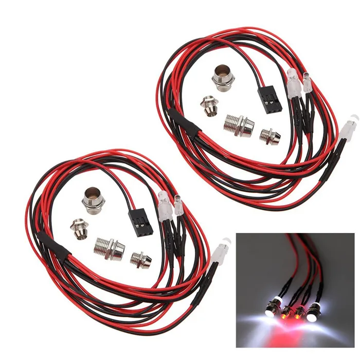 

1pcs/lot 3V-7V LED Headlight JR connector 1/10 1/8 LED Light Set Headlight Taillight for RC Car Truck Tank HSP Tamiya SAKURA D3