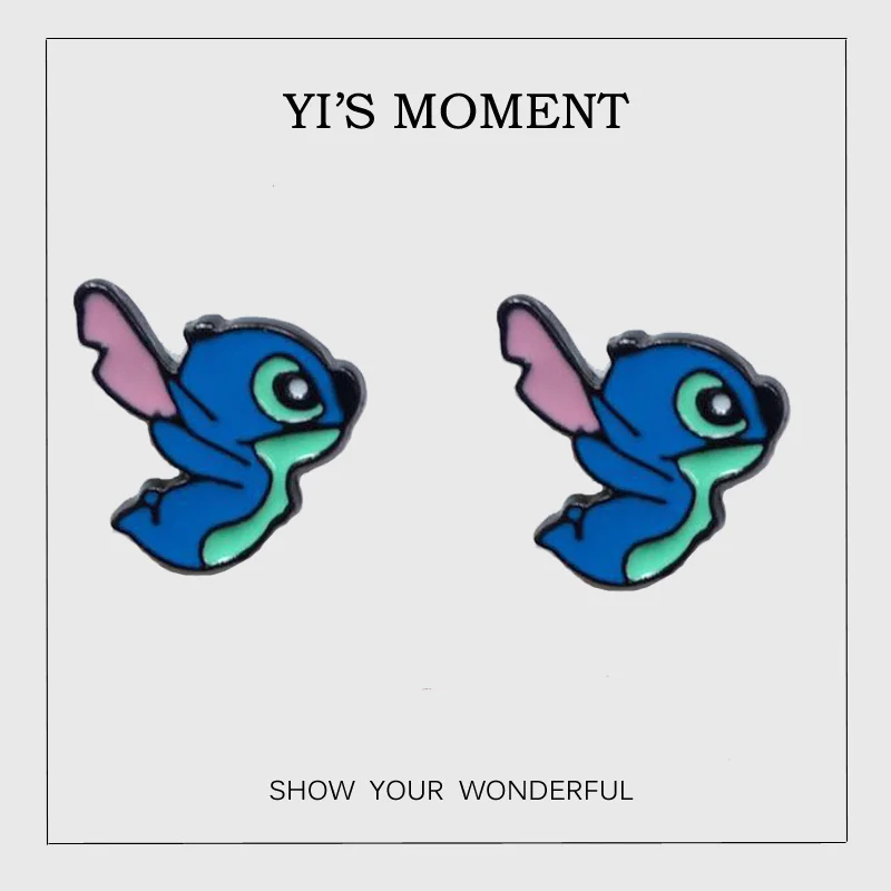 

2019 New Arrival Cartoon Alien Lilo Stitch Expression Anime Stud Earrings Female Gift Fashion Jewelry Accessories earing