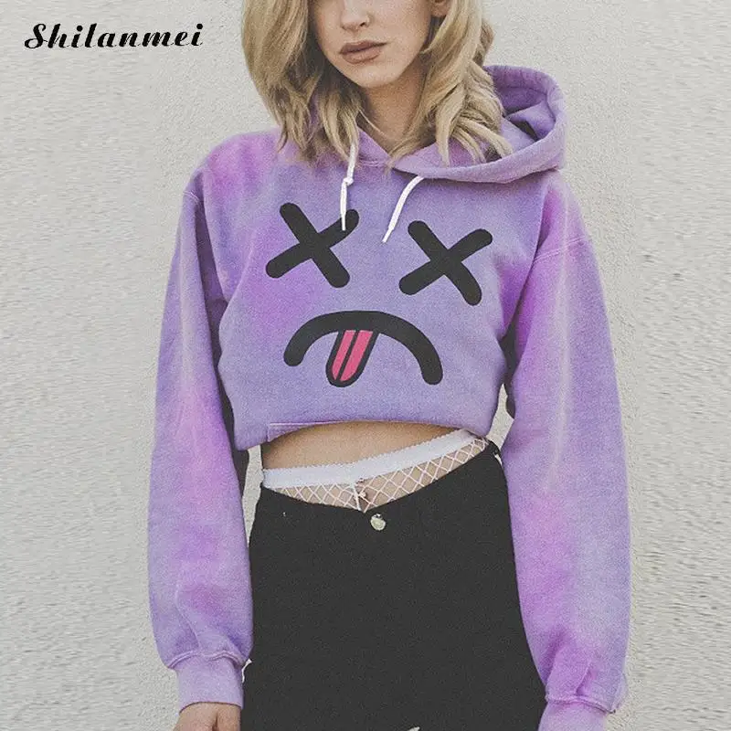 hoody Women Hoodies 2017 Autumn Winter Hoodies Sweatshirts Women Hip Hop kawaii Smile Face Printed hooded Pullover good quality