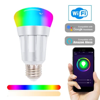 

Multicolor Light Bulb Smart WIFI LED Bulb RGB Dimmable Light Phone Remote Control Compatible with Alexa Google Home Tmall Genie