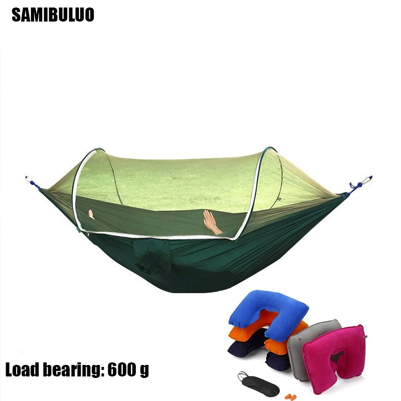 Открытый Кемпинг портативный гамак с москитной сеткой парашют тканевый кровати