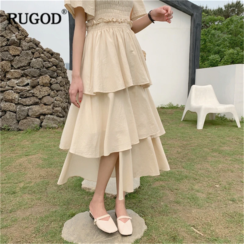 

RUGOD 2019 New Arrival Women Solid Dress Square Collar Short Sleeves Empire Waistline Slim Dress Irregular Fairy Mujer Vestidos