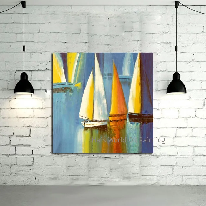 

100% Handpainted Wall Canvas Art Abstract Boat Oil Painting Home Decoration Modem Painting Wall Picture For Bedroom