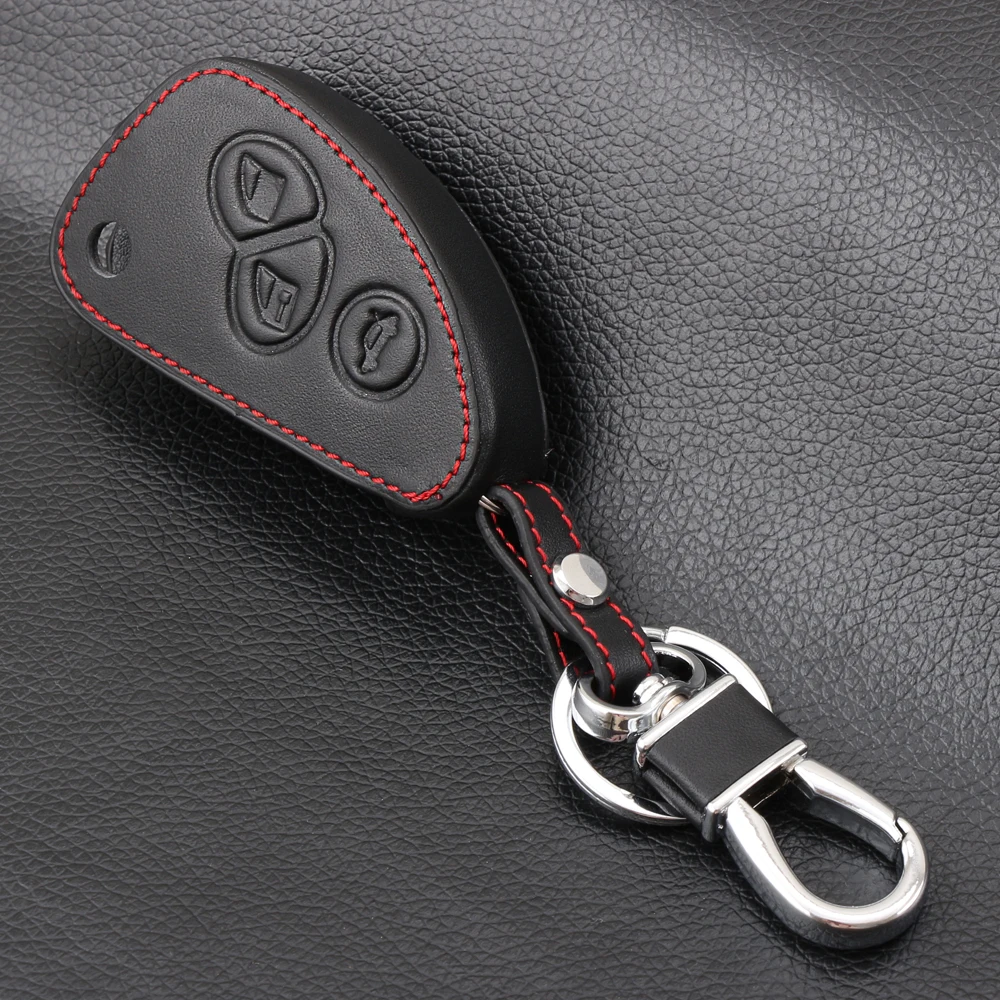 

2 Buttons Car Flip Key Genuine Leather Fob Cover Case Shell Protect For Alfa Romeo 147 156 166 GT JTD TS