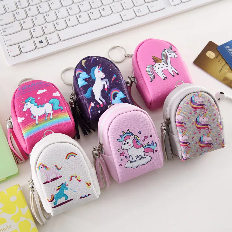 Fashion Unicorn Bag Shaped Keychain Mini Coin Purse Zipper Small Wallet ...