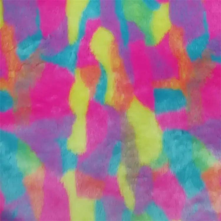 Радужная плюшевая ткань многоцветный жаккард мех кролика для сумки крышка Глаза рюкзак обувь 15 мм ворс