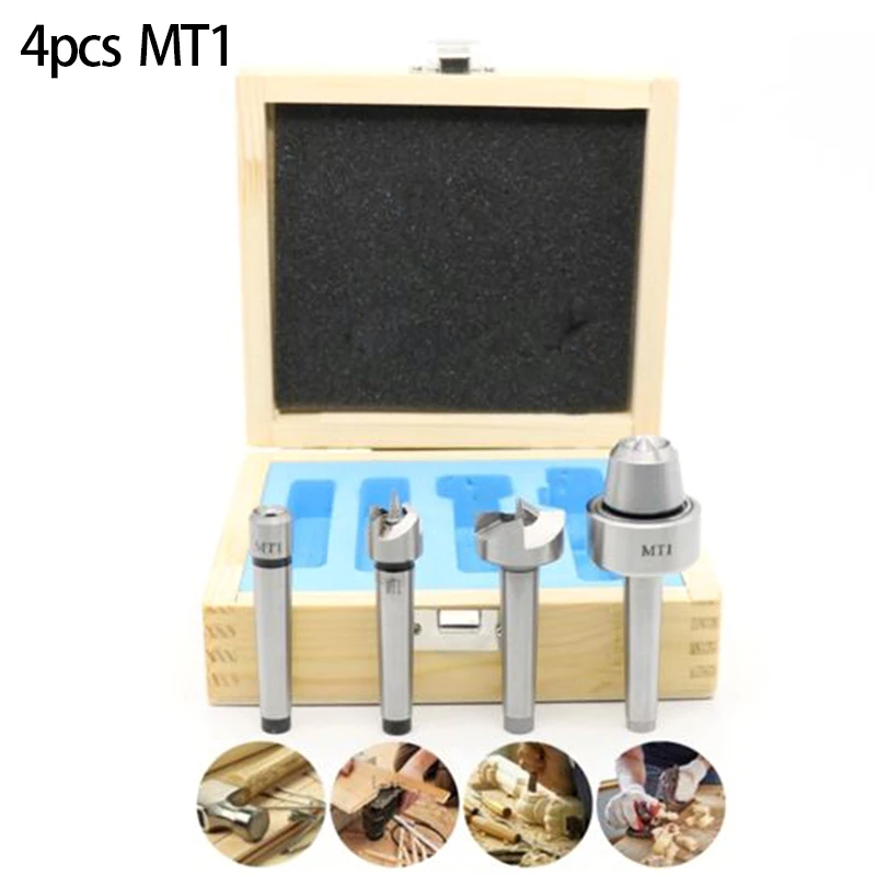 

4pcs/Set Steel MT1 Wood Lathe Tool Kit With Wooden Box Live Center Woodworking