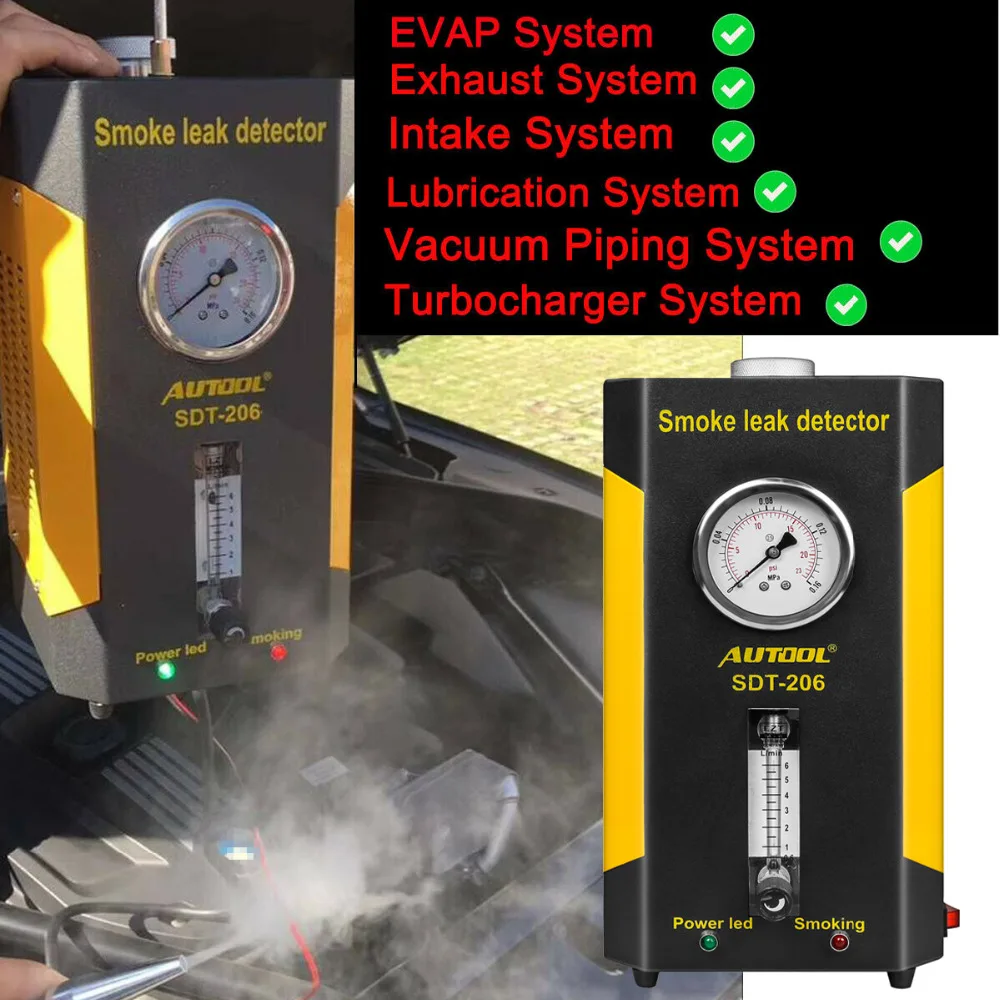Beste Mr Cartool SDT 206 Automobiel Rook Generator Voor Auto Lek Locator Rook Machine Auto Lek Detector Auto Pijp Diagnostic Tool