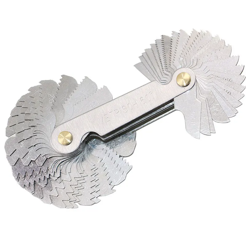 58Pcs Iron Metric Whitworth US Screw Thread Gauge Measuring Gauging