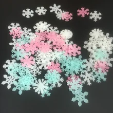 LoveCCD 50pcs/Bag 3D Snowflake Glow In Dark Luminous Fluorescent Sticker Light-emitting DIY PVC stickers for Kids J17