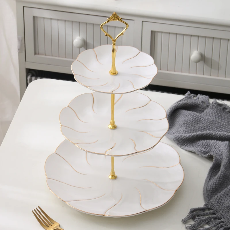 US $23.43 Europe Gold Inlay Bone China Fruit Plates Snack Dishes Cake Plate Candy Dish Porcelain Tray Ceramic Tableware Decoration
