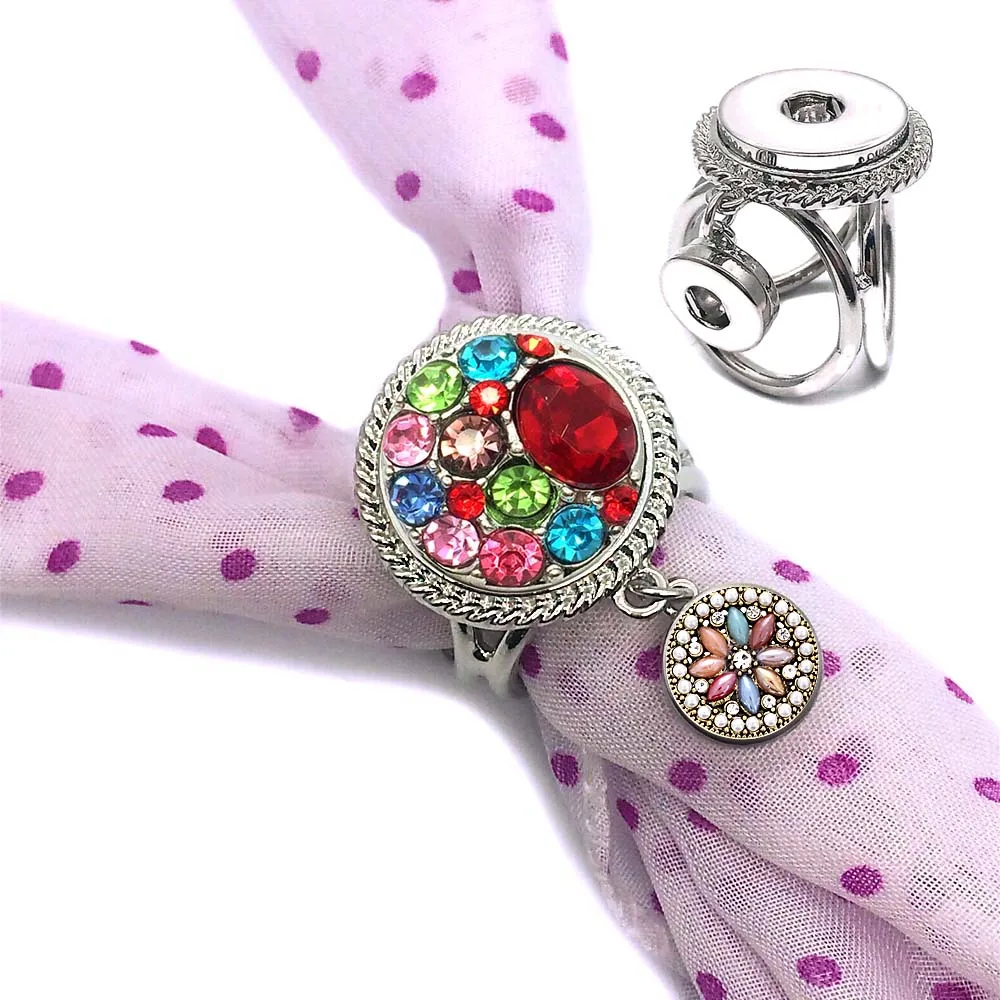 Interchangeable 001 Fashion Flowers 12mm 18mm snap button Scarf Buckle  Scarf Clips For Women bracelet Jewelry gift