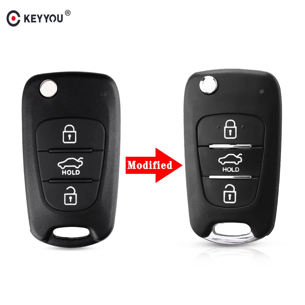 KEYYOU стиль 3 кнопки Замена автомобиля флип складной ключ оболочки пустой пульт дистанционного управления Fob для hyundai I30 IX35 для Kia Sportage K2 K5