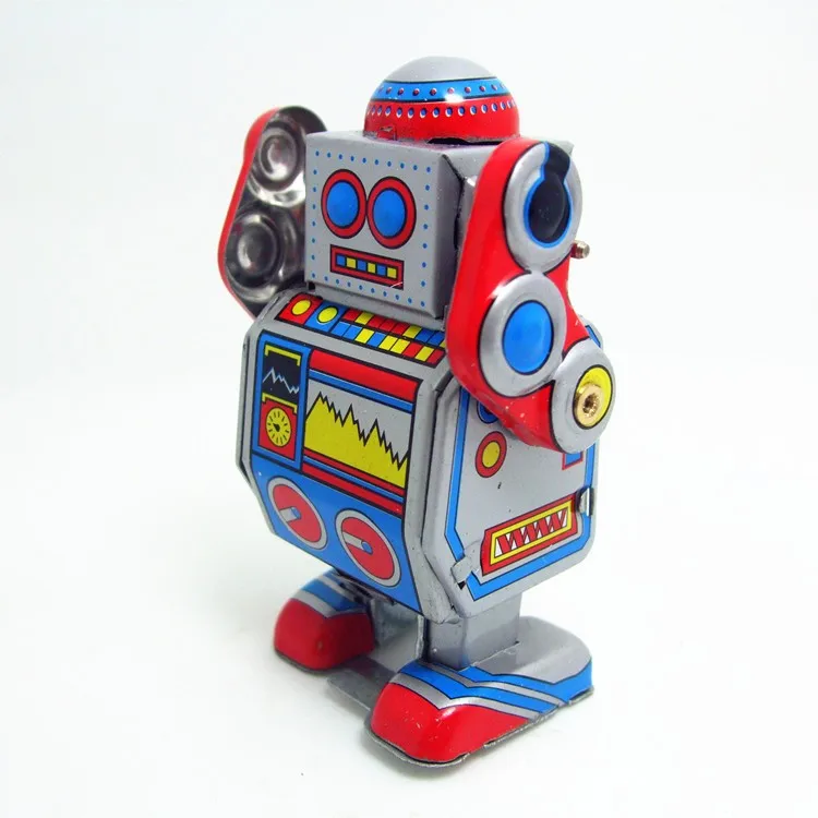 [Best] Классическая коллекция Ретро Заводной ветряной металлической ходьбе жестяная пластина диджей измеряемая робот помнит механическая игрушка подарок для детей