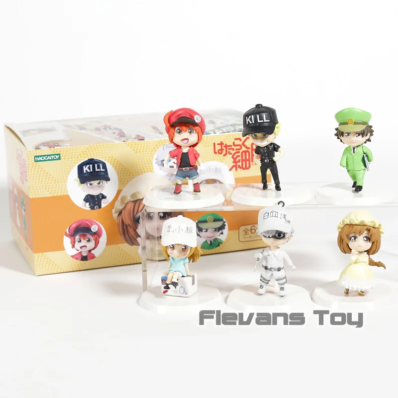 

Hataraku Saibou Sekkekkyu Hakkekkyu Kesshoban Killer T Cell Mini PVC Figures Car Decoration Figures Toys 6pcs/set