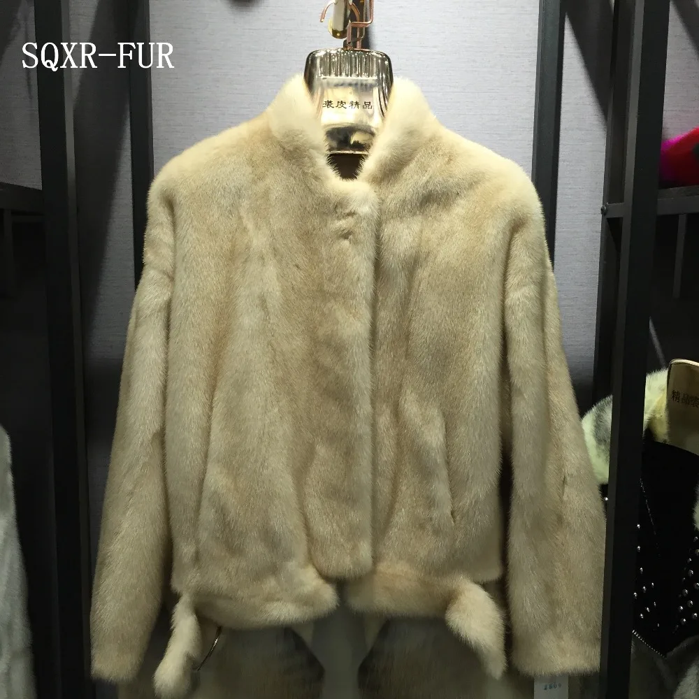 

SQXR FUR Women's Winter Real Mink Fur Coat Fashion Luxury Mink Fur Coat For Female coat