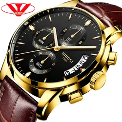 NIBOSI Элитный бренд Для мужчин хронограф световой кожаные спортивные часы Для Мужчин Армия Военные часы человек кварцевые часы Relogio Masculino