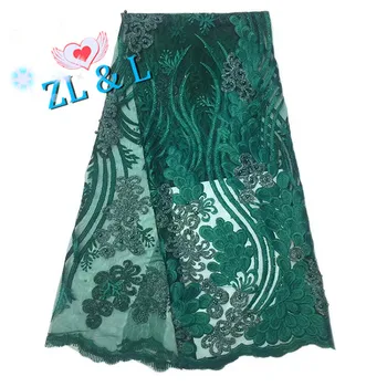 

New feather pattern beads African lace Nigeria lace French mesh tulle wedding dress skirt 5 yards