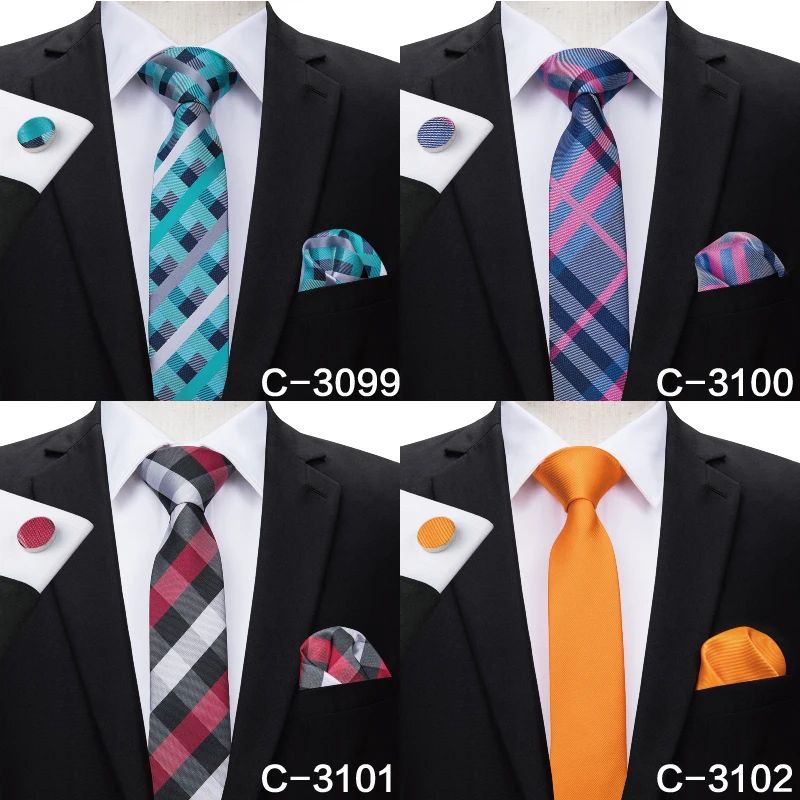 Hi Tie 6 см тонкий галстук однотонный Шелковый тканый красный синий простой цвет