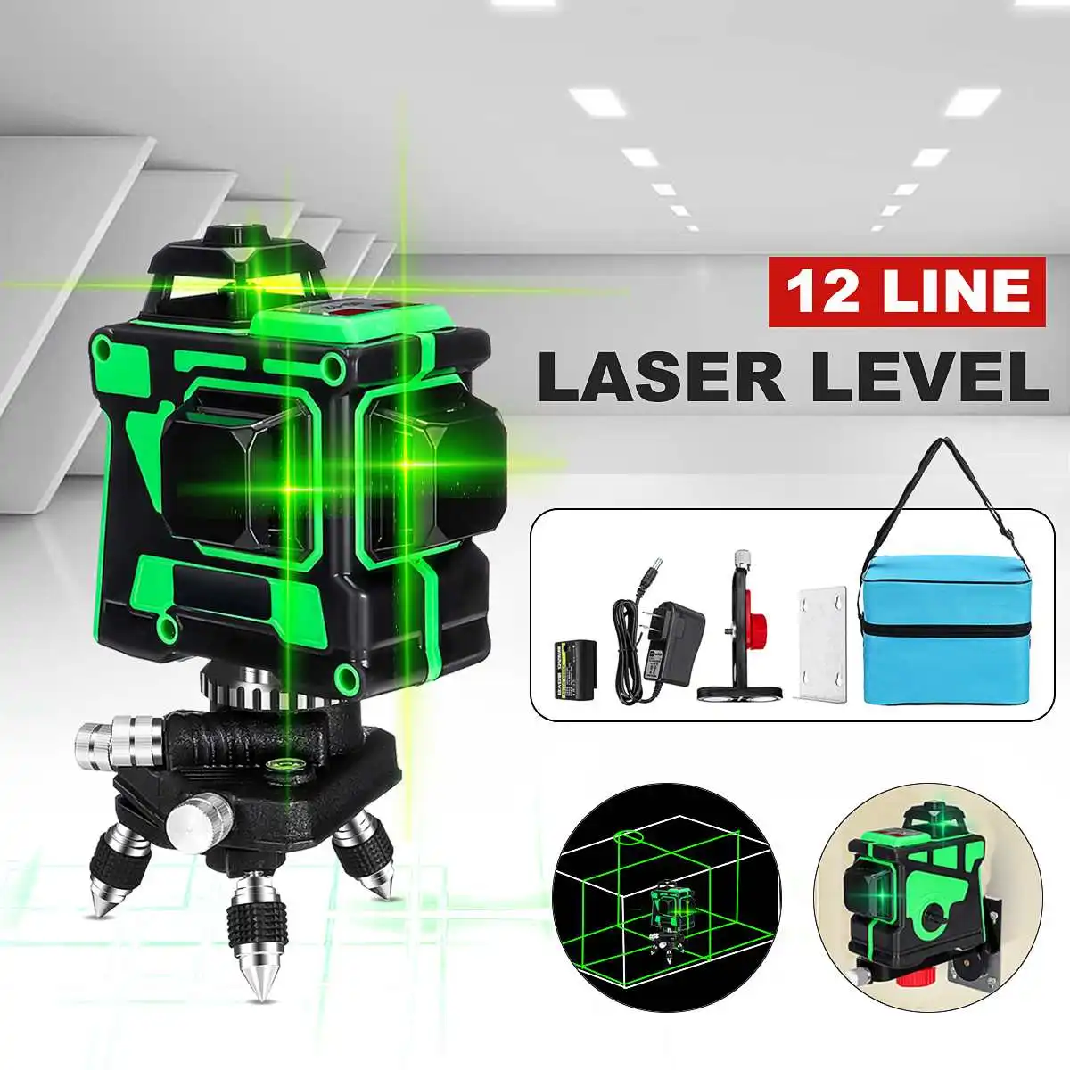 

3D 12 Line Adjustable Laser Level Wire Fine Positioning Waterproof Horizontal And Vertical Cross Lines Self-Leveling system