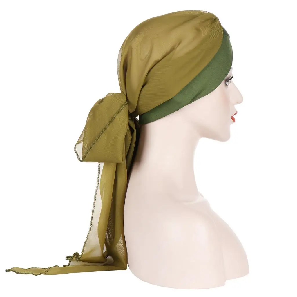 Женский длинный хвост тюрбан шляпа хиджаб Кепка chemo мусульманский головной платок исламский головной убор для больных раком потеря волос шляпа повязка на голову с бантом широкий диапазон обертывания