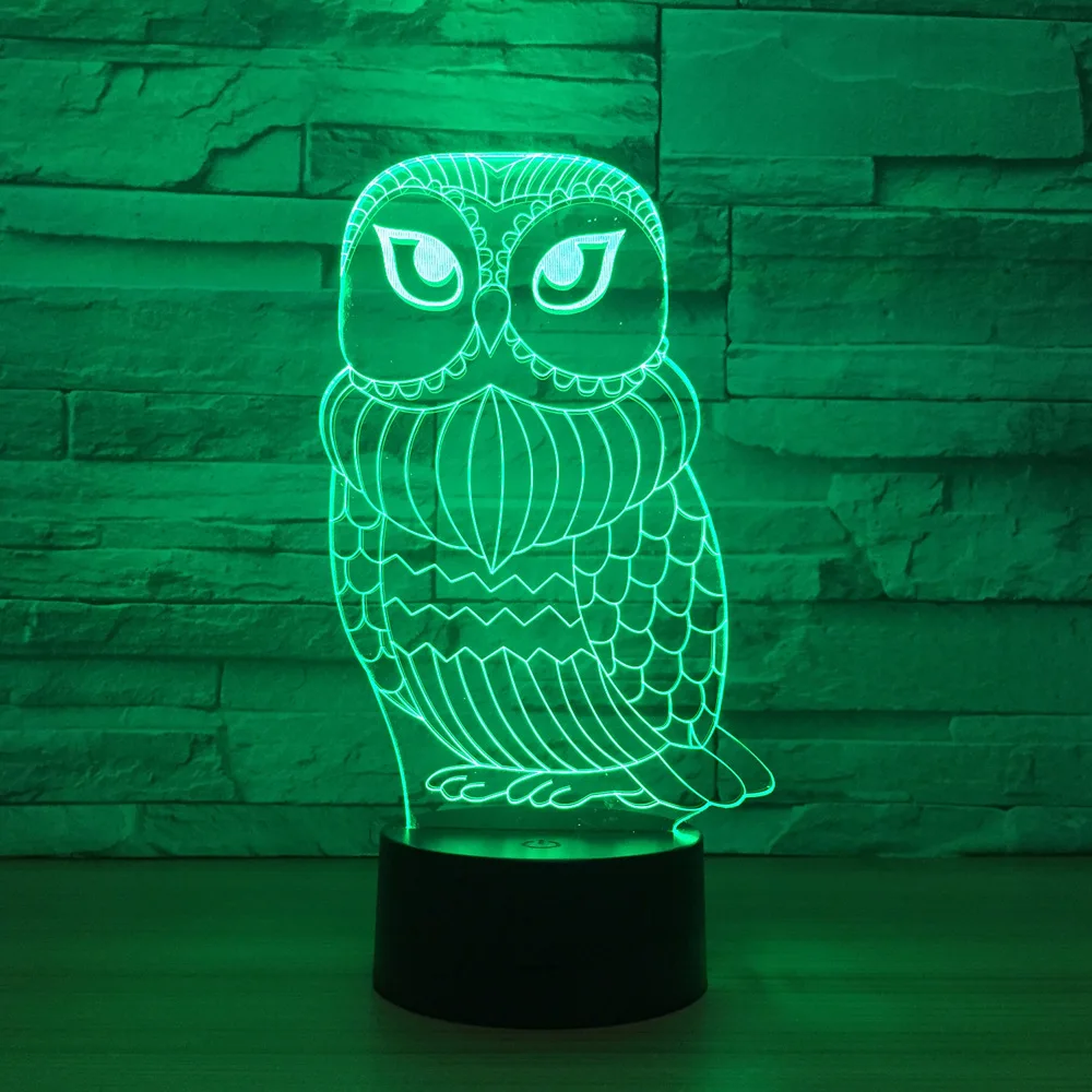 

Direct Selling Owls 3d Led Lamp Acrylic Bedroom Led Usb Kids Lamp Remote Touch switch Lovely 7 color change Led Night Light
