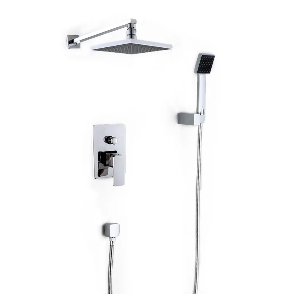 

Wall Mounted Rainfall Shower Head Arm Control Valve Handspray Faucet Set Bathroom High Pressure Shower Set