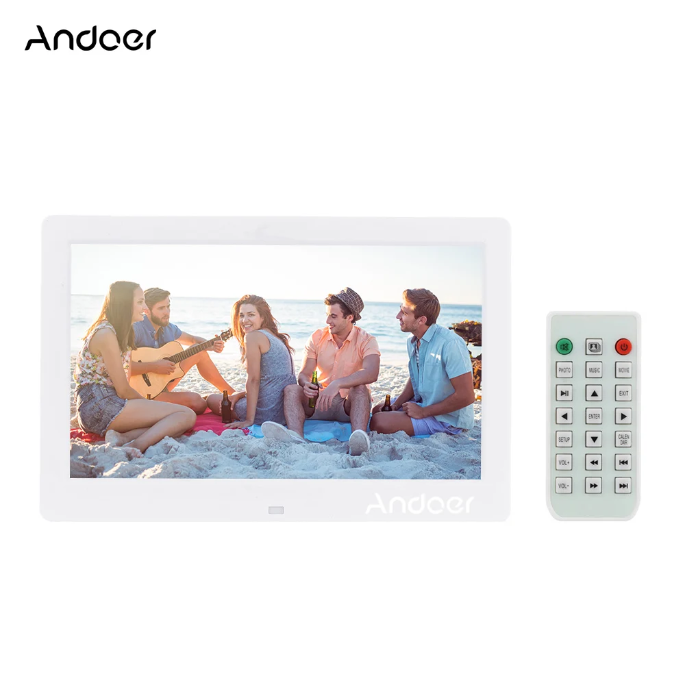 Andoer 10," ЖК-дисплей Цифровая фоторамка Будильник MP3 MP4 игрок кино 1024*600 HD с дистанционным управление фоторамка