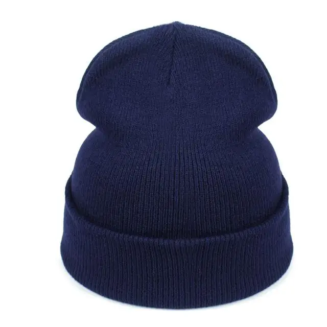 Новая модная зимняя шапка женская мужская шапка черепки шапки унисекс теплые шапки вязаные шапки для мужчин шапки простые теплые мягкие шапки - Цвет: navy blue