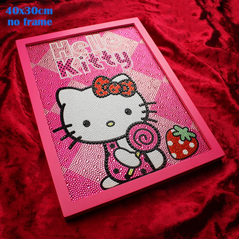 Алмаз Живопись Рисунок «Hello Kitty» DIY 5D алмазов картина Kitty Клубника полный Вышивка круглый бриллиант горный хрусталь 30*40 см детский DIY