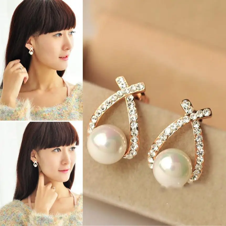 

1 Pair Elegant Women Lady Earrings Fashion Crystal Rhinestone Earrings Beautiful Jewelry Accessories Oorbellen Gorgeous Bijoux