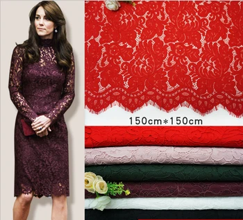 

Wholesale african lace fabric cotton embroidery lace fabric with double edges eyelash lace 150cm per pc