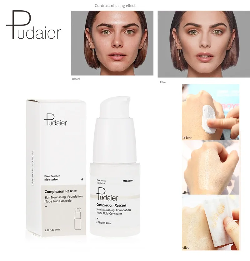 

Pudaier Color Chang Foundation for Skin Color Liquid Oil-control Concealer Creamy Brighten Skin Waterproof Lasting Makeup TSLM2