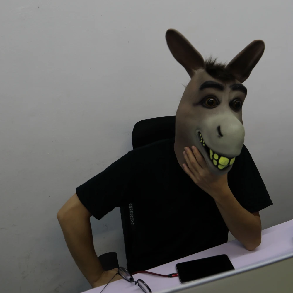 Funny Adult Creepy Funny Donkey Horse Head Mask Latex Halloween Animal Cosplay Zoo Props Party Festival Costume Ball Mask (15)