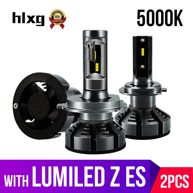 

HLXG 2pcs 5000K White Auto H7 Led H4 With Lumileds Luxeon ZES Chips Car Headlight Bulb H1 LED H11 H8 HB3 9005 HB4 9006 12V Lamp