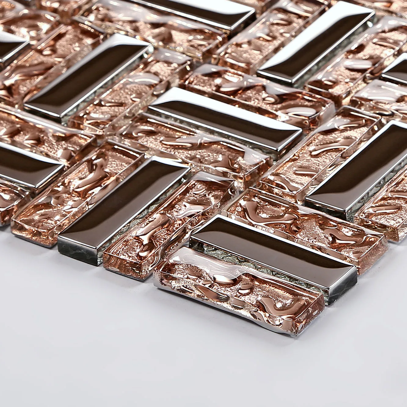 Pink crystal glass mosaic background wall mirror metal mosaic tv