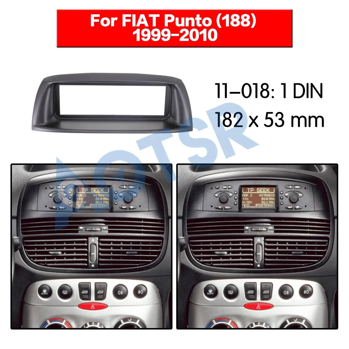 1999-2010 Car Stereo Fascia Dash Panel 1 Din Frame Trim Kit for FIAT Punto 188