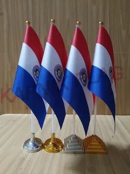 

KAFNIK,5/10pcs a lot Paraguay table desk flag banner 14*21cm flag /Plastic flags or suction cups for your choice free shipping