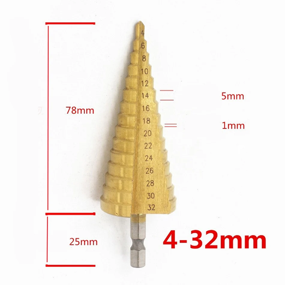 ZJCOSTOL HSS4241 титановое покрытие ступенчатое сверло Коническое сверло для сверления отверстий Фрезерный резак металлический шестигранный ступенчатый сверло деревообрабатывающий инструмент