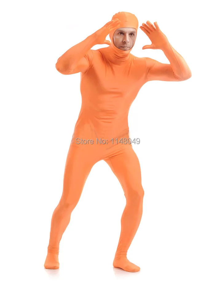 Открытый Hodd оранжевый спандекс костюм зентай комбинезон из лайкры